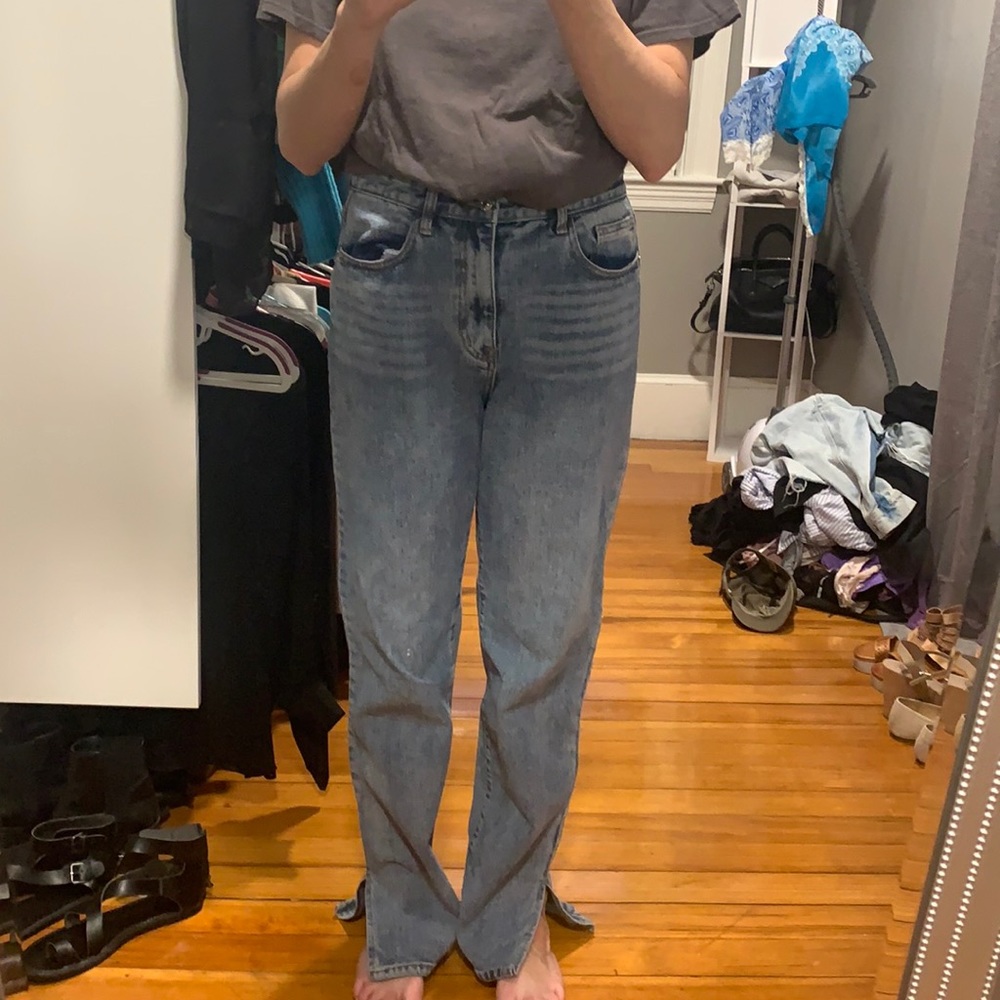 Nasty Gal loose split hem jeans